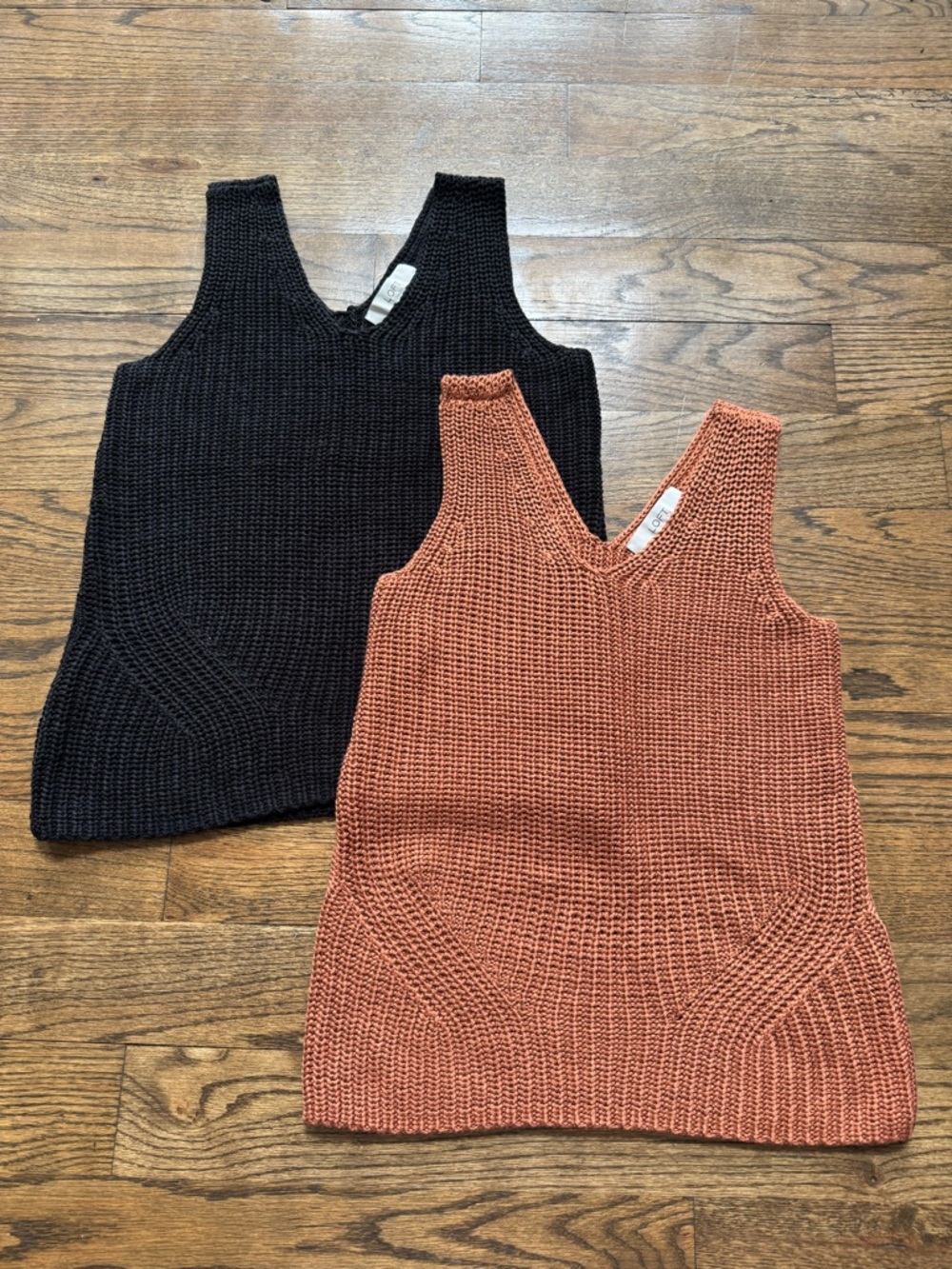 LOFT Sleeveless Sweater Tank Bundle Black & Rust Size S